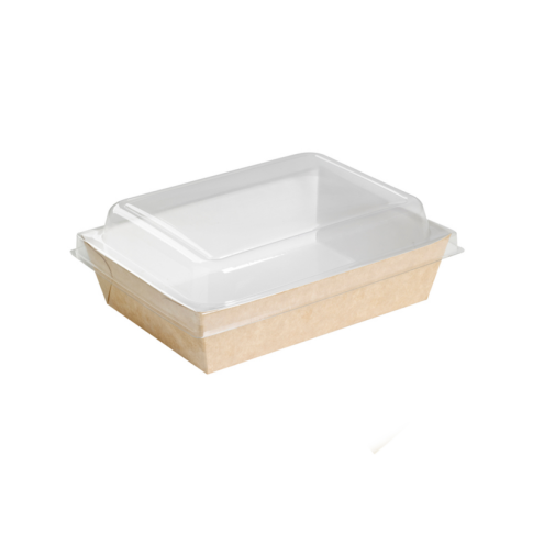 Panier à salade carton kraft brun ingraissable interieur blanc 850 ml 22 x 17 x 4 cm