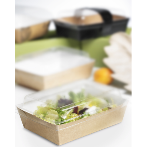 Panier à salade carton kraft brun ingraissable interieur blanc 850 ml 22 x 17 x 4 cm